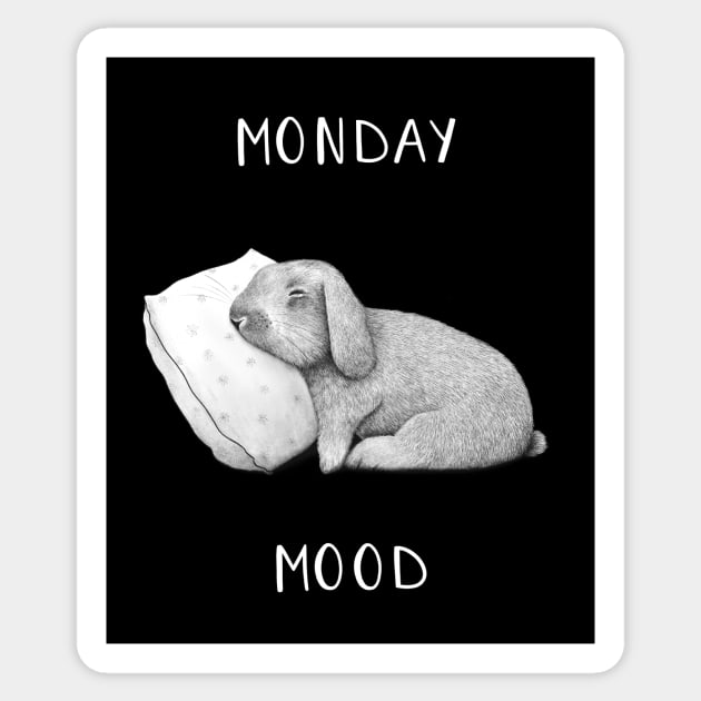 Monday mood on black Sticker by kodamorkovkart